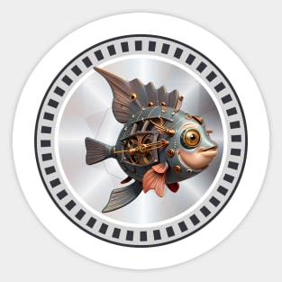 3d animation style robot fish Sticker